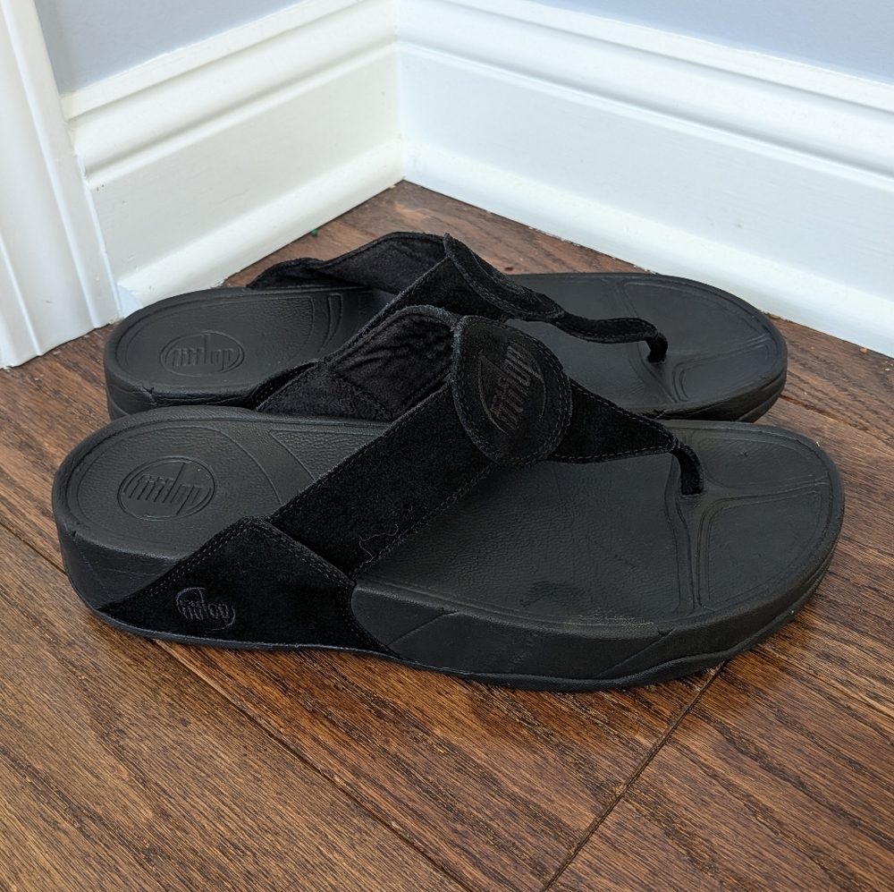 Fitflop Women's Black Oasis Thong Sandals Size 9 Wobbleboard